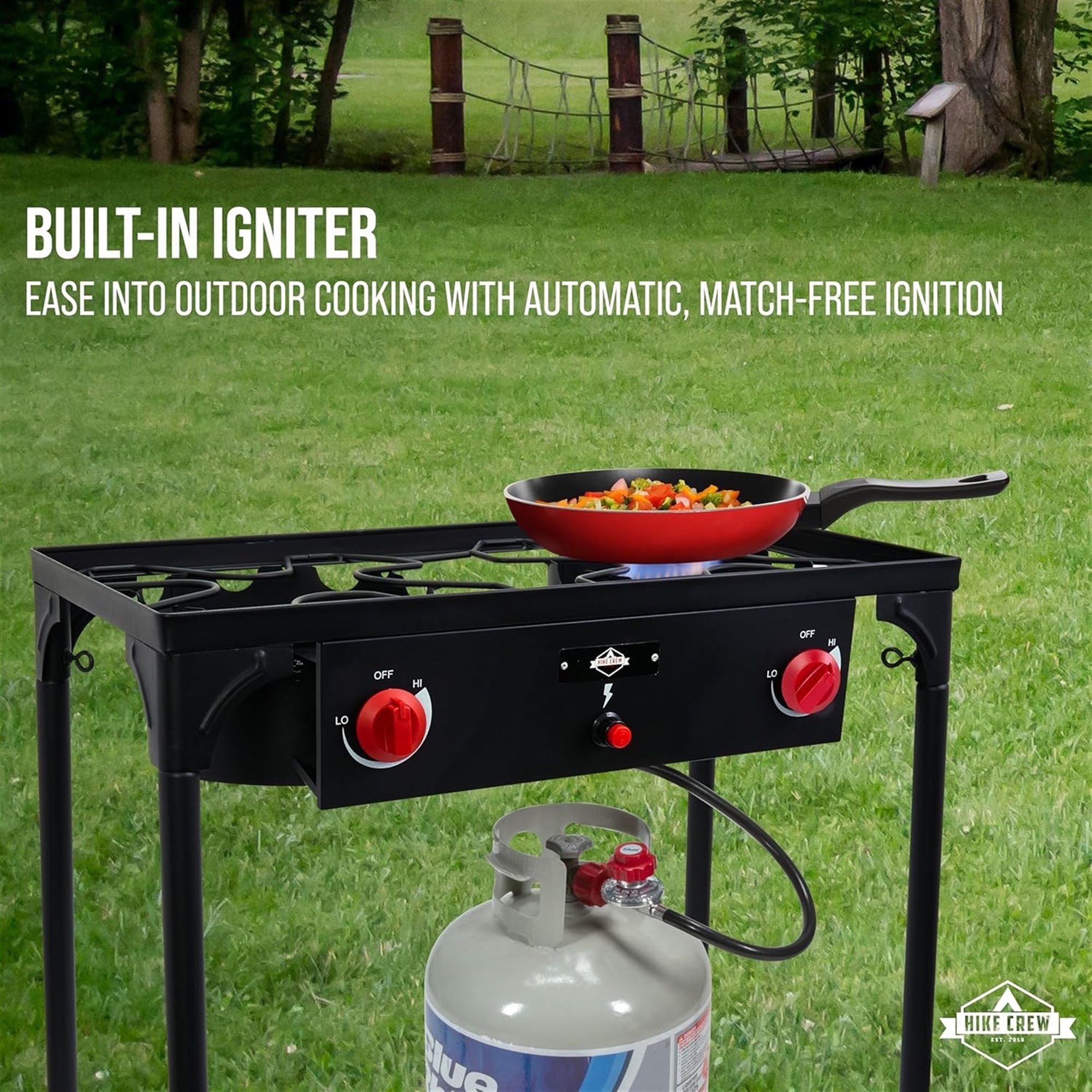 Hike Crew 150,000 BTU Gas Camping Stove - Portable Outdoor Cooking Equipment
