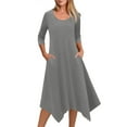 thumbnail image 3 of SHTXOZHI Women's Cocktail Dresses 3/4 Sleeve Crewneck A-Line Vintage Wedding Guest Dress, 3 of 9
