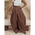 thumbnail image 5 of Brown Oversized Pleated Maxi Skirt With Front Slit, Elegant Resort Style For Daily Wear And Parties, 5 of 7