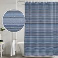 thumbnail image 5 of 66x72 Inch Shower Curtains for Bathroom, Blue Striped Fabric Bath Curtain Decor, Farmhouse Blue Stripes Thin Line Waterproof Restroom Curtains Shower Set Accessories with 12 Hooks 66 Inch, 5 of 7