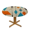 thumbnail image 3 of HAOXIT Boho Tablecloth, Mid Century Modern Geometric Atomic Shapes Orange Blue Pattern Table Cloth for Kitchen Holiday Dinner Hotel Restaurant,Round 38-42, 3 of 8