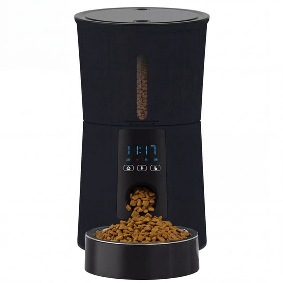 SHOUFTW 4L Automatic Pet Feeder - Programmable Timed Dry Food Dispenser, Smart Automatic Pet Feeder with APP Control, Voice Recorder & Portion Control, Black
