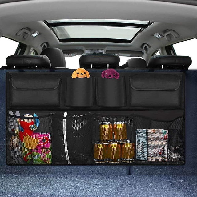 Organizador De Maletero Para El Asiento Trasero, 8 Bolsillos Mantienen El Automóvil Limpio Y Organizado, Red De Carga Plegable Duradera Para Más Espacio En El Maletero, Organizador Seguro Para El