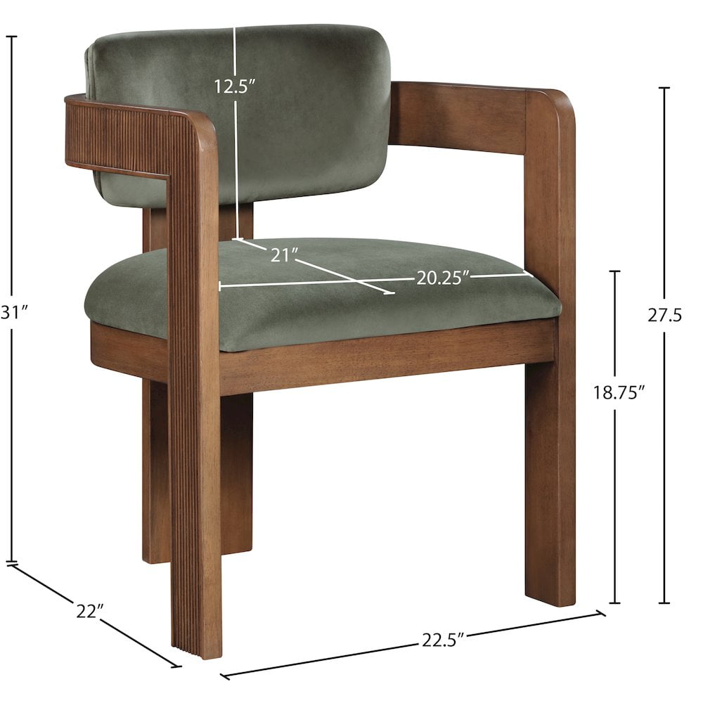 Meridian Furniture Sacha Green Velvet Dining Chair, Set of 2