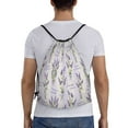 thumbnail image 2 of Drawstring Backpack - Lavender Flowers Bow Tie Splash Proof Small Drawstring Gym Bag for Women Men, Cinch Sports String Bag Backpack for Travel Swimming Beach, 2 of 8