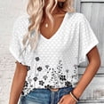 thumbnail image 5 of YOIAVAIOY Women's Lightweight Floral Printed Blouses V Neck Short Sleeve T Shirts Summer Casual Loose Dressy Outfits Multicolor L, 5 of 7