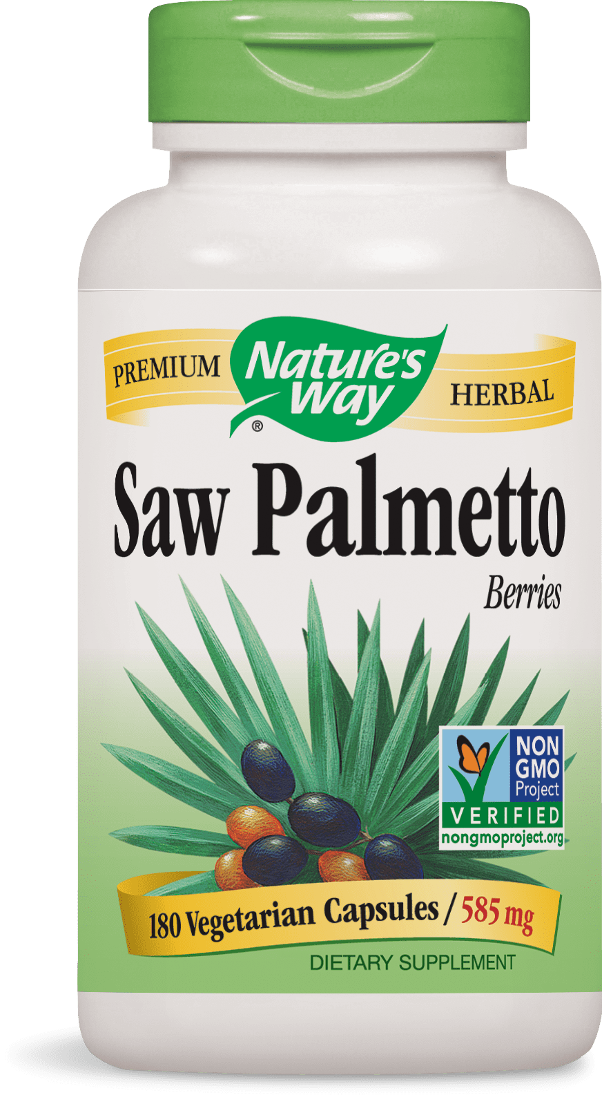 Natures Way Saw Palmetto Berries NonGMO 180 Vegetarian Capsules