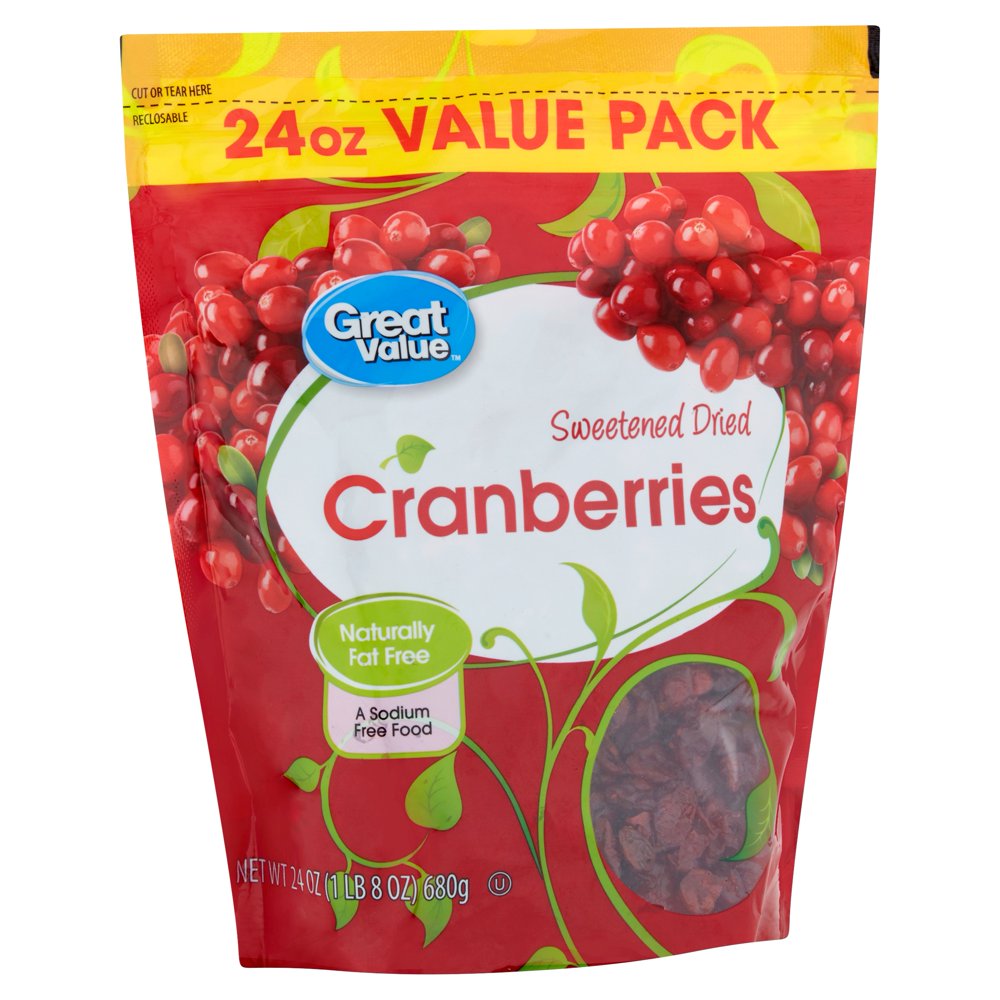Great Value Dried Cranberries, Sweetened, Value Pack, 24 oz Walmart