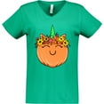 thumbnail image 3 of Inktastic Pumpkin Unicorn for Halloween and Thanksgiving Women's V-Neck T-Shirt, 3 of 5