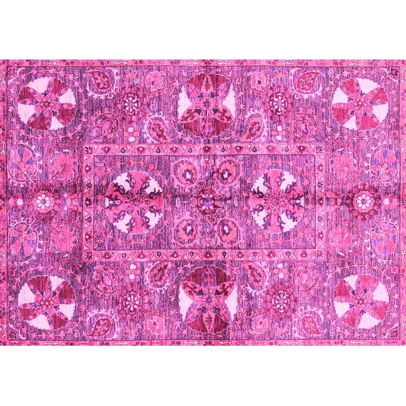 Ahgly Company Indoor Rectangle Abstract Pink Modern Area Rugs, 5' x 7'