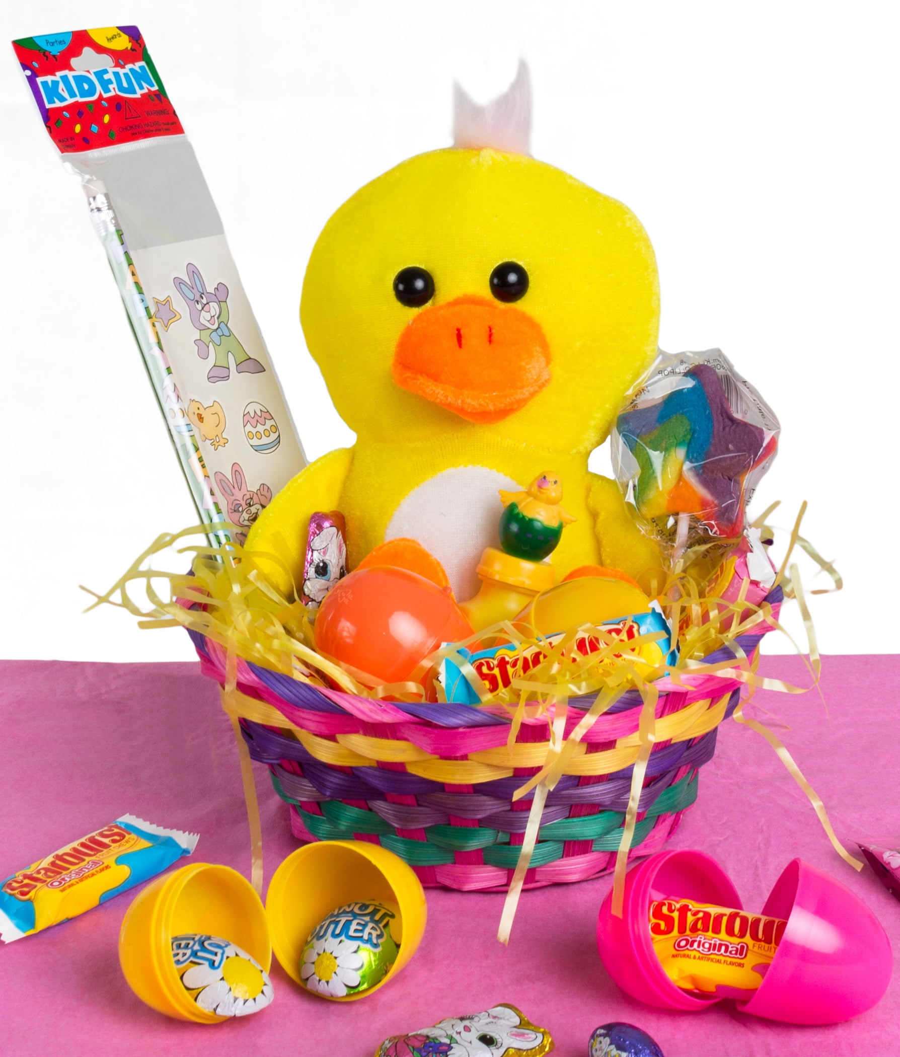 Duck Plush Toys 13pc Easter Sunday Gift Basket Treats Fill 4 Color