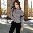 thumbnail image 4 of Women's Oversized Hoodie with Contrast Shoulder Stripes, 4 of 6