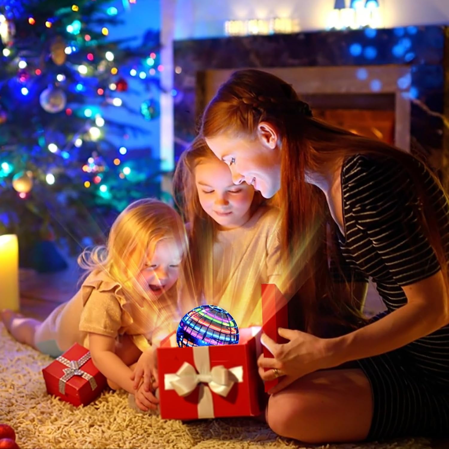 Flying Orb Ball Toys (2Pcs, 2025 Upgraded), Hover Ball Flying Spinner with Lights, Hand Controlled Mini Magic Hover Spinner, Christmas Birthday Cool Stuff for Boys Girls 6 7 8 9 10+