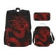 thumbnail image 1 of Disketp Red Dragon On Black Mochila Estampada de Gran Capacidad con Lonchera y Estuche, Set de 3 Piezas para Estudiantes, 1 of 7