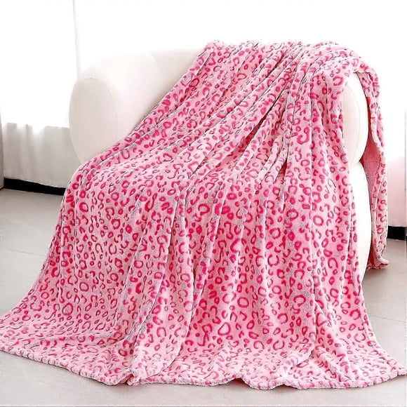 unique Pink Leopard Print Blanket Warm Blanket Pink Soft Lightweight Blanket Pink Throw