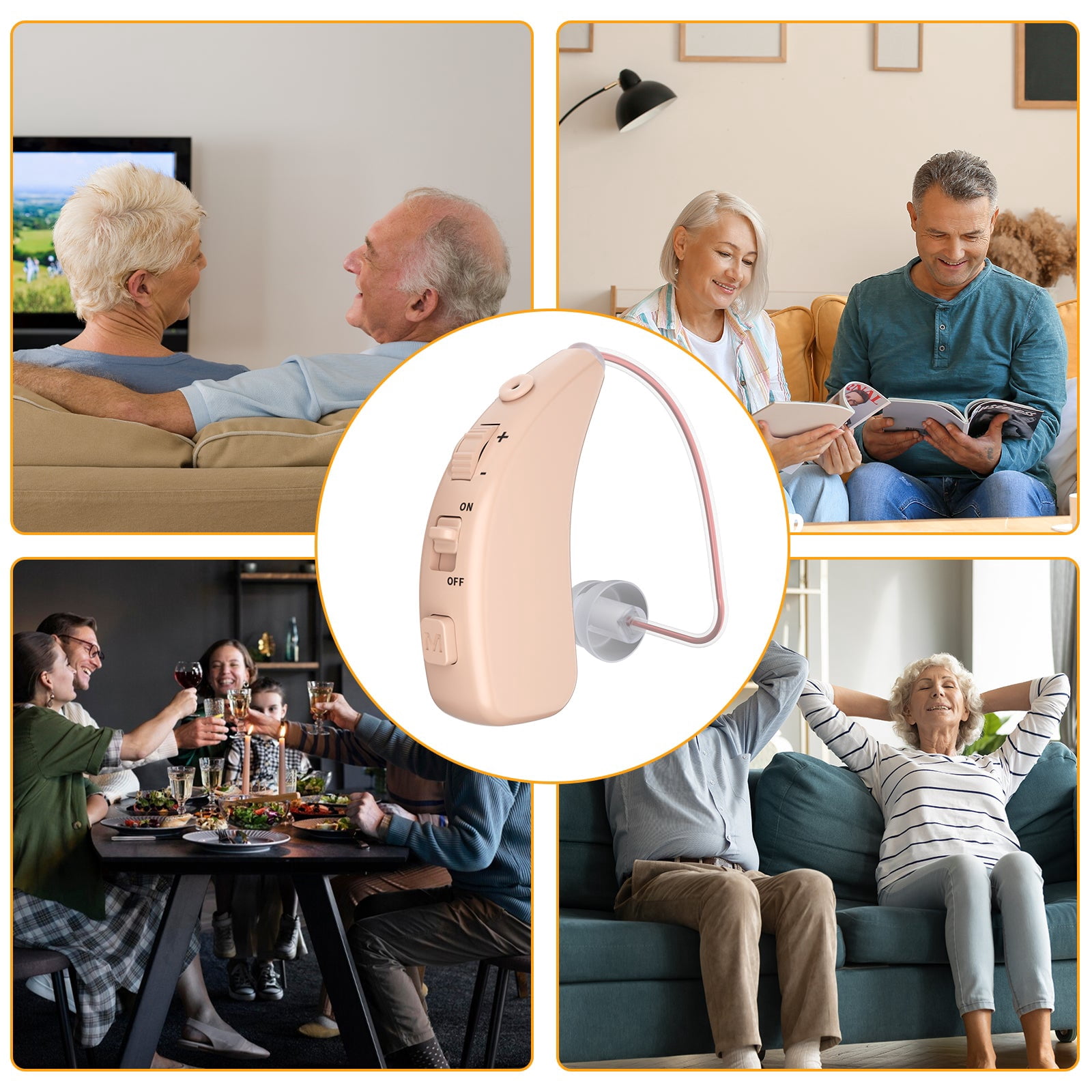 ELCTRTICI Hearing Aids for Seniors, Rechargeable Hearing Aid, VHP-1504 Single Ear, Beige