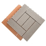 FlooringInc Helios Outdoor 6 Slat Interlocking Deck Tiles, 12x12, 11 Tiles (11 Sqft), Grey