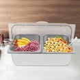 thumbnail image 6 of Stainless Steel Countertop Food Serving Display Container Condiment Dispenser Display Rack with Lid 2 Pcs Clamps 2 Pcs Spoons 3 Pcs Water Bags for Salad Buffet Restaurant(2 Compartments), 6 of 19