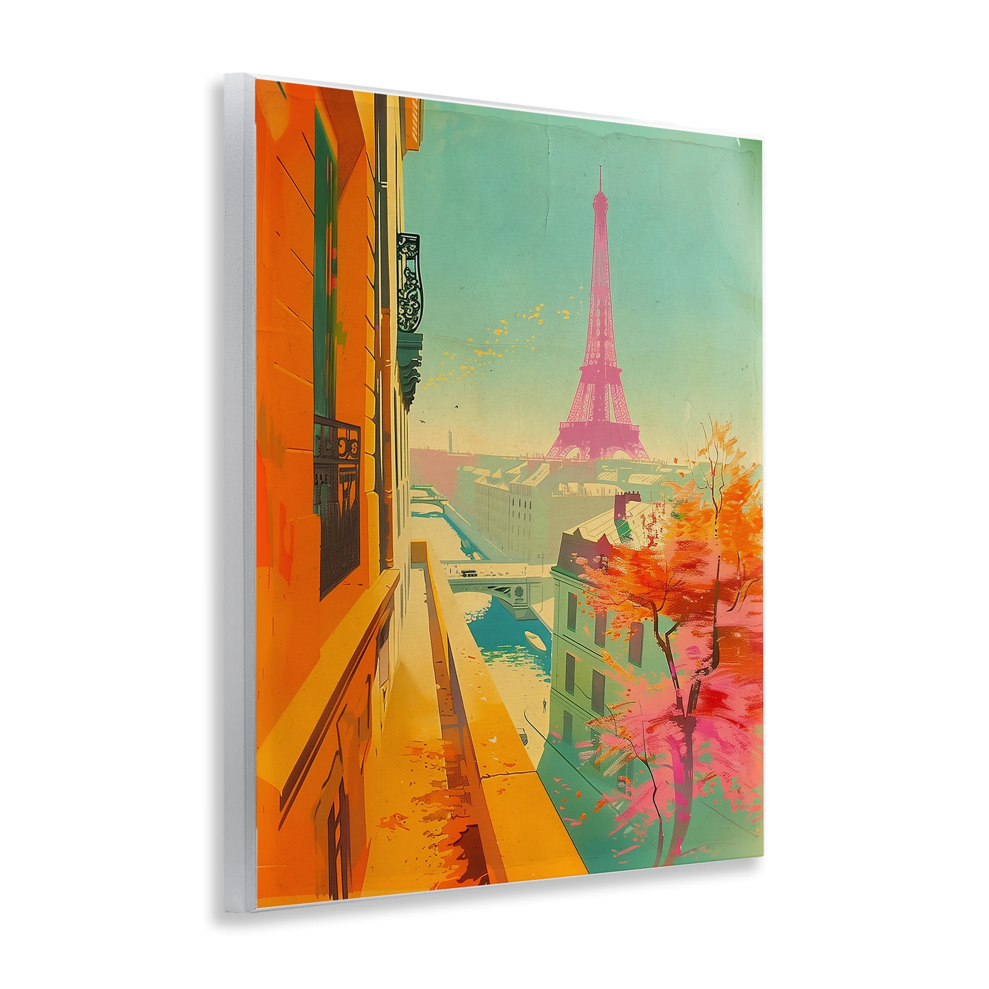 Stupell Industries Modern Eiffel Tower Town & City Painting Unframed Art Print Wall Art, 11 x 14