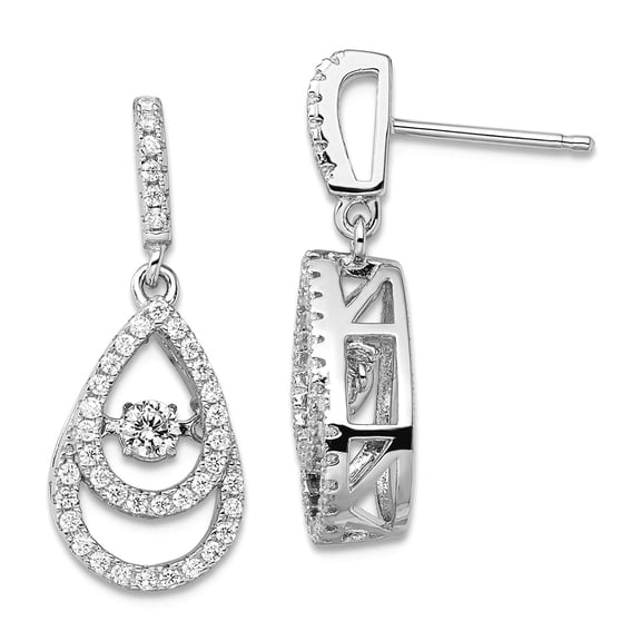 925 Sterling Silver Post Brilliant Embers Rhodium Plated Vibrant Cubic Zirconia Long Drop Dangle Earrings Dangle Earring