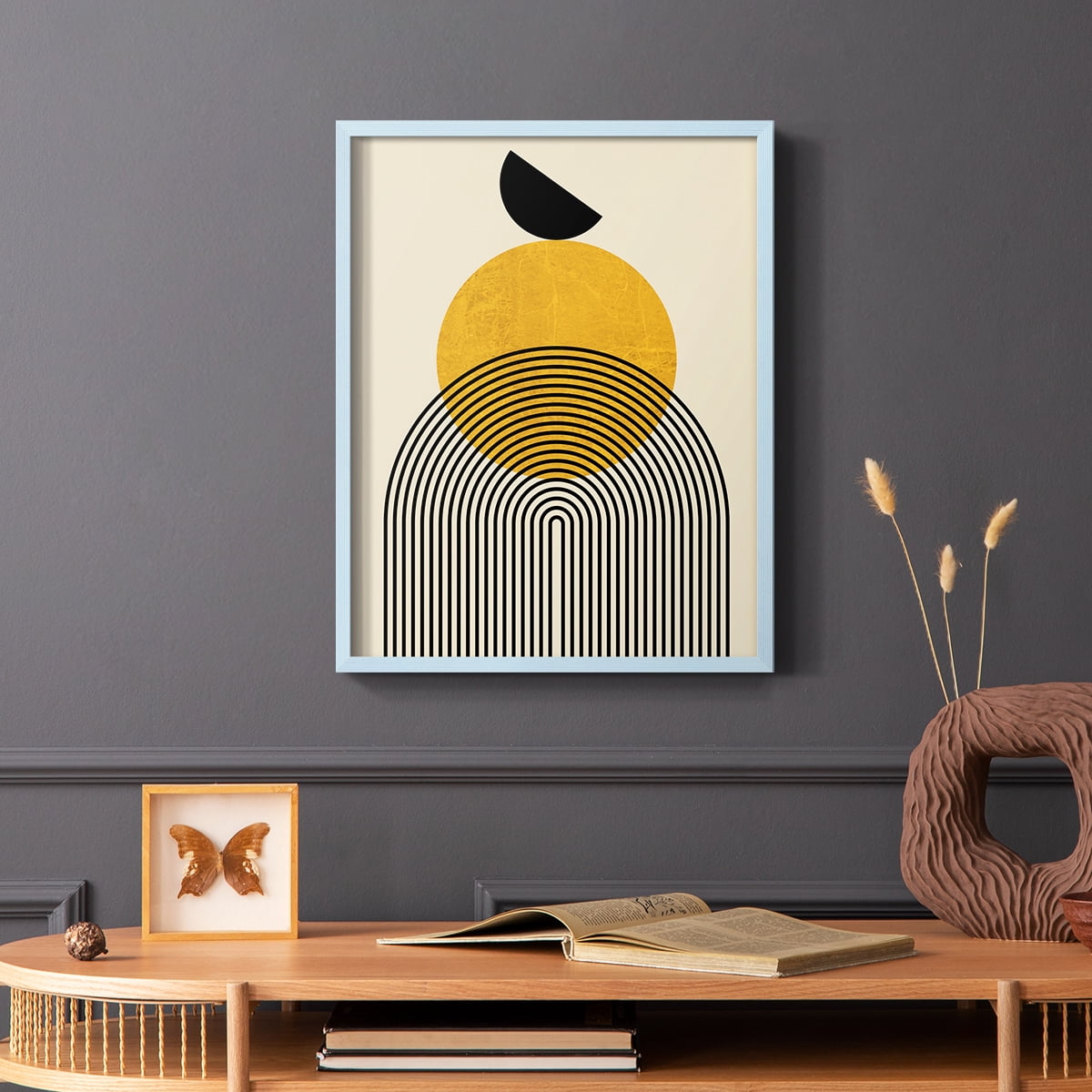 Golden Arches in Blue Solid Wood 8 x 10 Framed Print