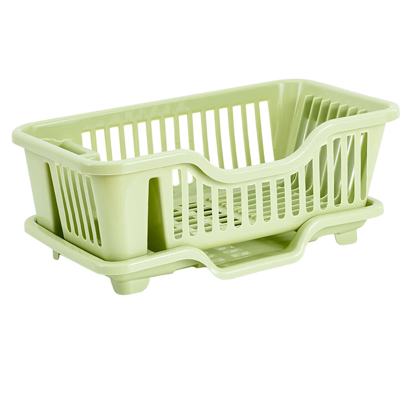 Sarvatr Green Color Polypropylene 3in1 Dish Drainer Rack Kitchen Utensils  Organizer Drying Basket,utensil basket for kitchen with Drain Tray -  Sarvatr Store