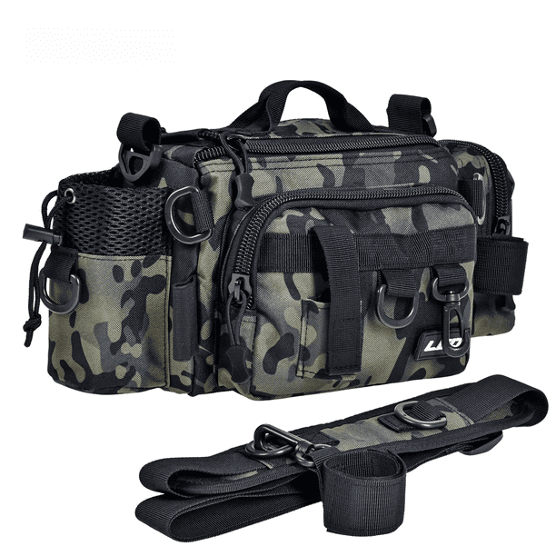 28192 LEO/LEO Bolsa de accesorios para equipo de pesca con camuflaje verde nocturno, bolso de hombro y cintura, bolsa para equipo de pesca