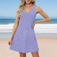 thumbnail image 2 of Plus Size Sun Dresses for Womens 2026 Summer Fashion Solid Color Casual Slim V-neck With Side Pockets And Long Skirt, 2 of 7