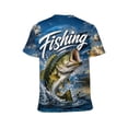 thumbnail image 2 of LAOLIUSN Men's 3D Print Fishing Shirt, Quick Dry Bass Graphic Tee, 2 of 7