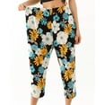 thumbnail image 4 of Defitshape Women's Pajamas Pants Cotton Capris Floral Printed Stretch Sleep Bottoms Comfy Mid Rise Long Pj Pant Blue X-Large, 4 of 4