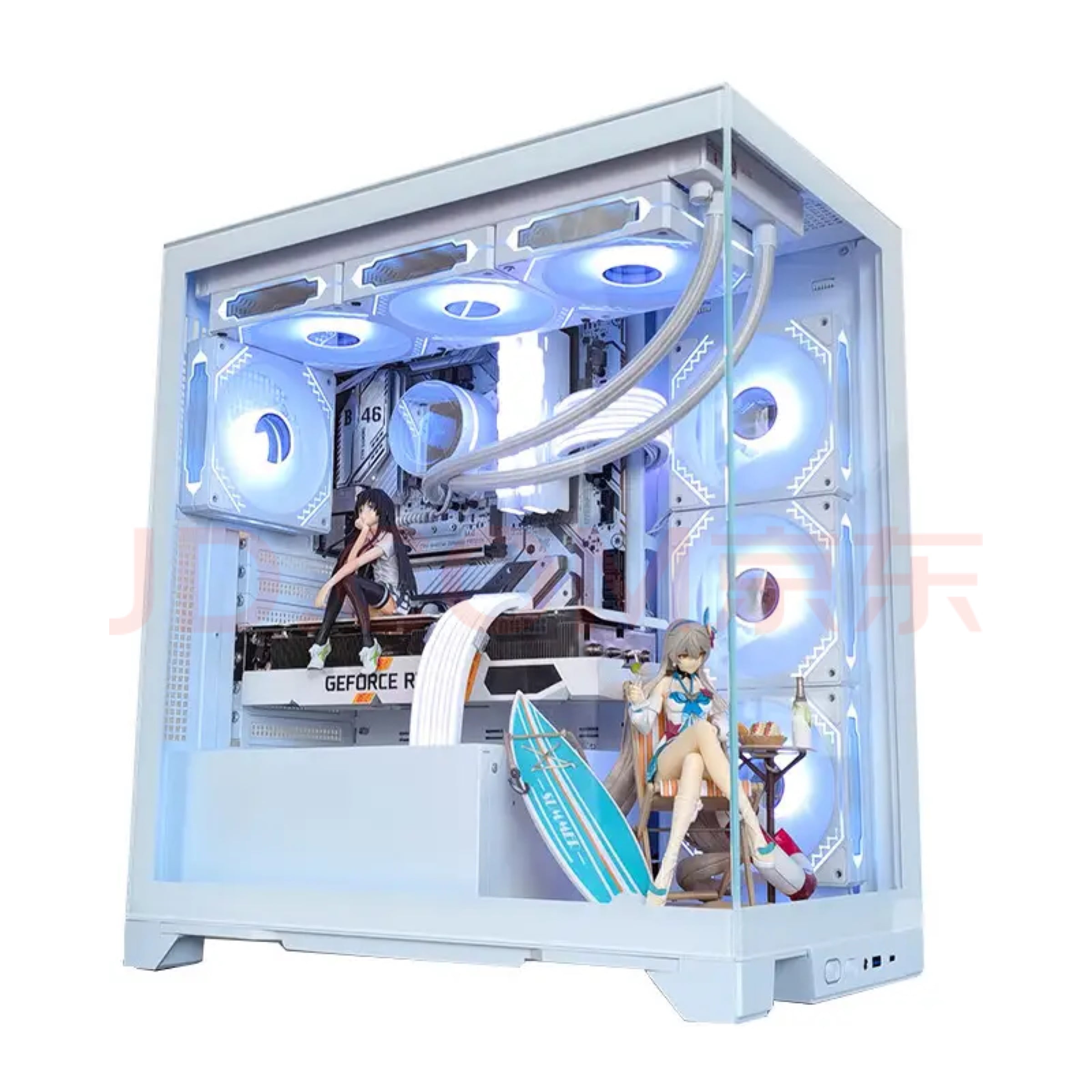 WJCOOLMAN Prism Pro White Gaming PC Case, Panoramic Dual-Side
