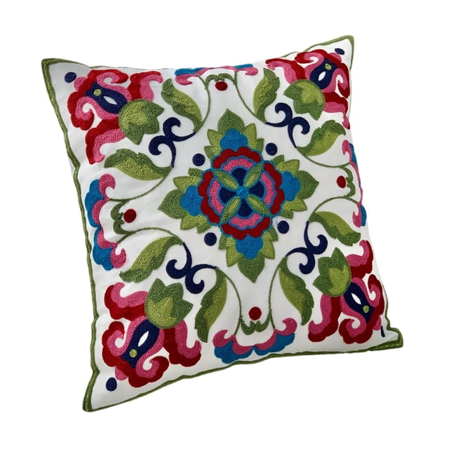 Decorative Pillows For Living Room Stereo Embroidery Floral Pillowcase 45 cm x 45 cm Linen Fiber With Invisible Zipper
