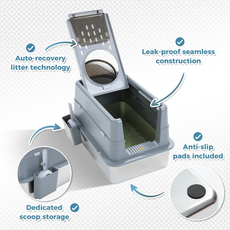 Pawz Road 304 Stainless Steel Litter Box with Flip-Top Lid photo 4