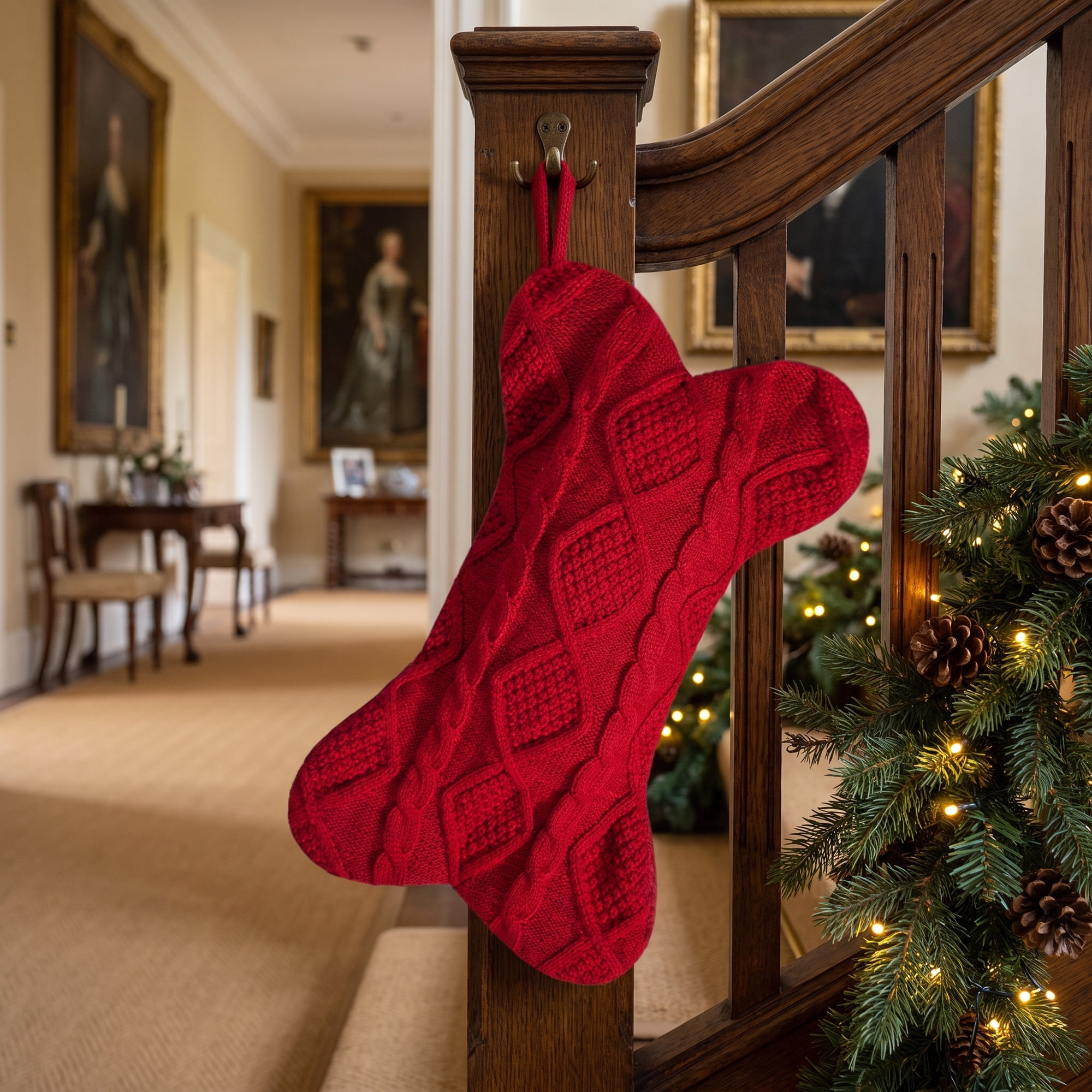 Unique Bargains Cartoon Christmas Stockings Luxury Tiered Mantel Accents Red 17"