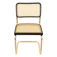 thumbnail image 5 of Breuer Chair Company Marcel Breuer B32 Cesca Cane Cantilever Side Chair w/ Brass Steel Frame Black Wood & Natural Cane (Made in Italy) by Furnish Theory, 5 of 15