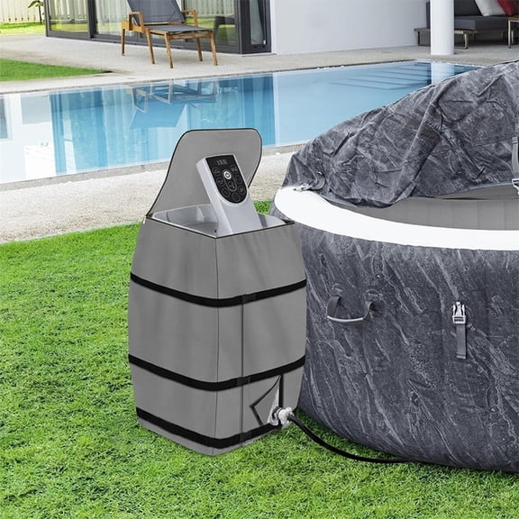 Hot Tub Cover - Heavy Duty Waterproof Insulated Spa Cover Square Inflatable Hot Tub Heater Pump Protector Gray Dust-Proof Outdoor Jacuzzi Cover Gray