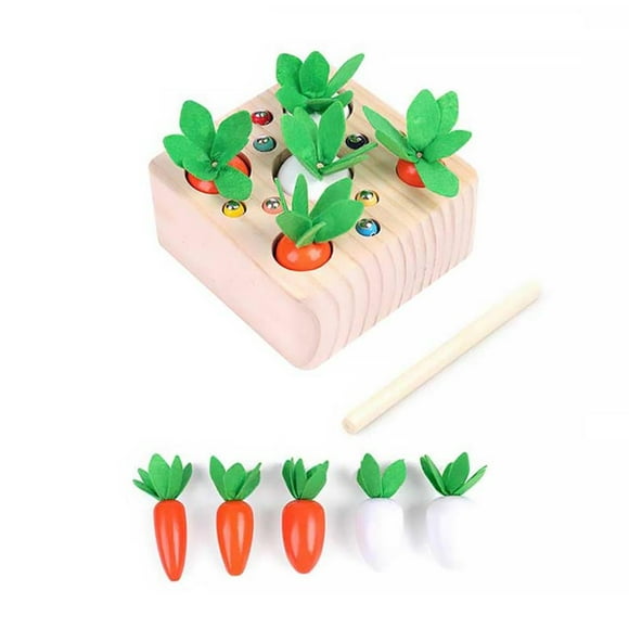 Zanahoria Niños Juguetes De Madera Montessori Atrapa Gusano Pesca Tamaño Cognición Forma Juego De Zanahoria A Juego Bebé Educación Temprana Juguete Yuarrent FN002262-00