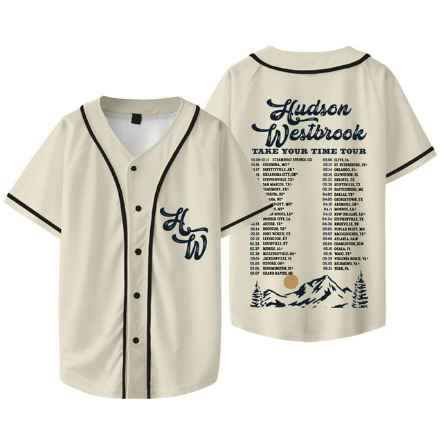 Hudson Westbrook Take Your Time Tour Merch Veste de Baseball Tee Unisexe Col en V Manches Courtes T-Shirts, Style 5, TTTG