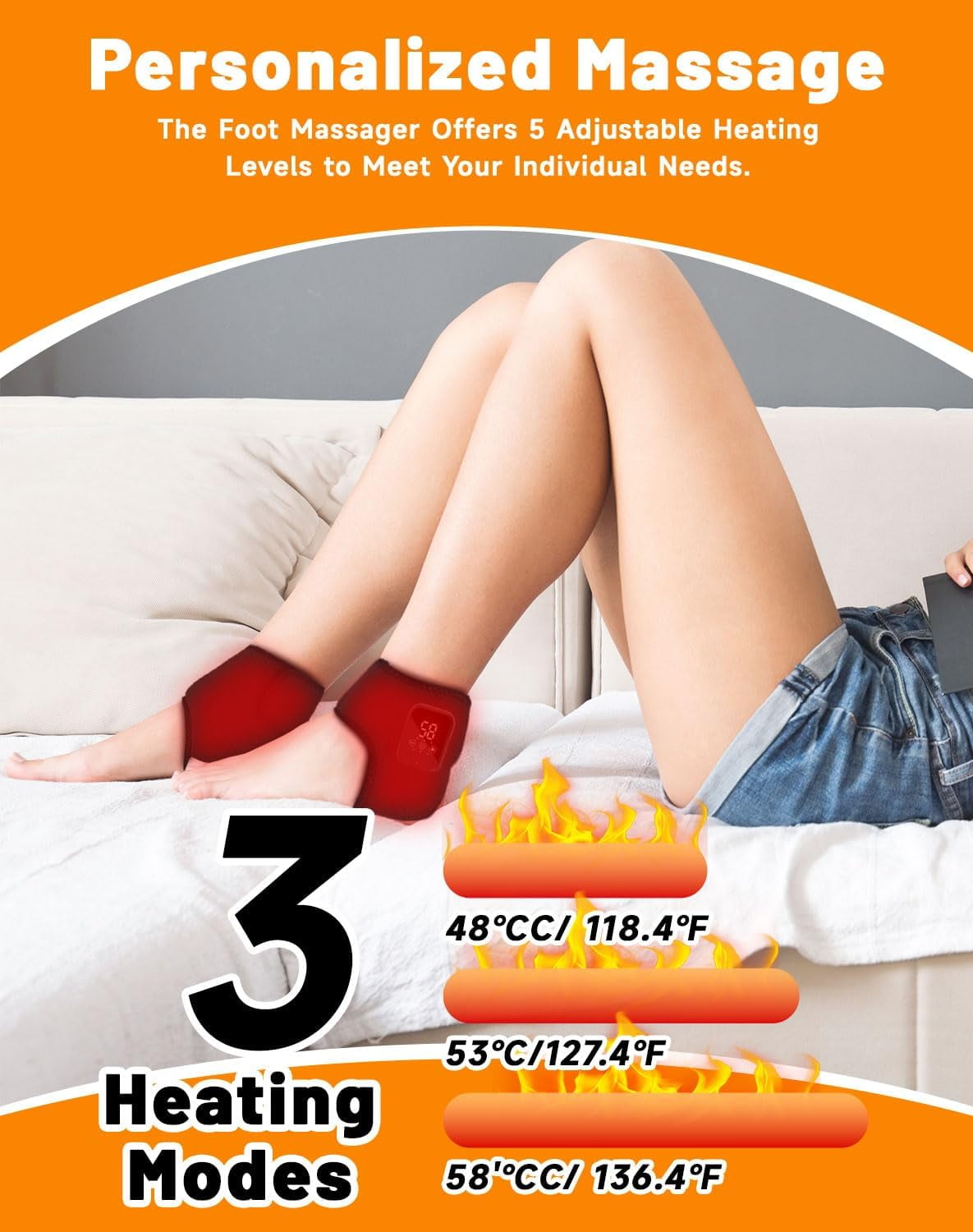 Massager, 2026 Foot Relief Massager, Portable Feet Relieve Machine, Compression/Heating/Massage Functions, 3 Massage Modes, 3 Heat Level, Rechargeable, Just 15 Minutes a Day (2PCS)