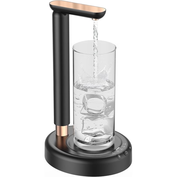 Desktop Water Dispenser Pump for 5 Gallon Bottle, 5 Gallon Water Jug Dispenser with Adjustable Height Design, Portable Type-C Charging Table Bedside Water Pump for Home (Black)