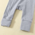 thumbnail image 5 of Newborn Boys Girls Clothes Infant Baby Romper Cotton Ribbed Knit Long Sleeve Front Zip Up Jumpsuit Onesie (9-12 Monthss, Gray), 5 of 8