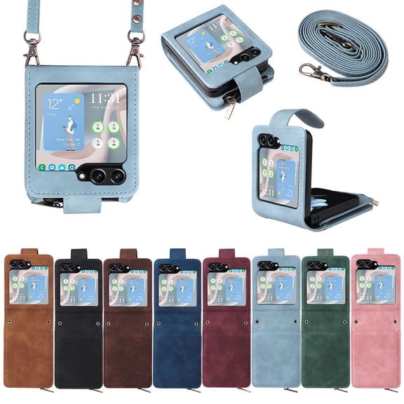For Samsung Galaxy Z Flip 5 5G Leather Phone Case Shockproof Protection For Samsung Galaxy Z Flip 5 ZFlip4 ZFlip3 Portable Fashion Mobile Phone Case Premium Leather Design