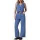 thumbnail image 1 of INSPIRAR CHIC Conjunto de Top y Jeans de Mezclilla para Mujeres, 2 Piezas, L Azul, 1 of 5