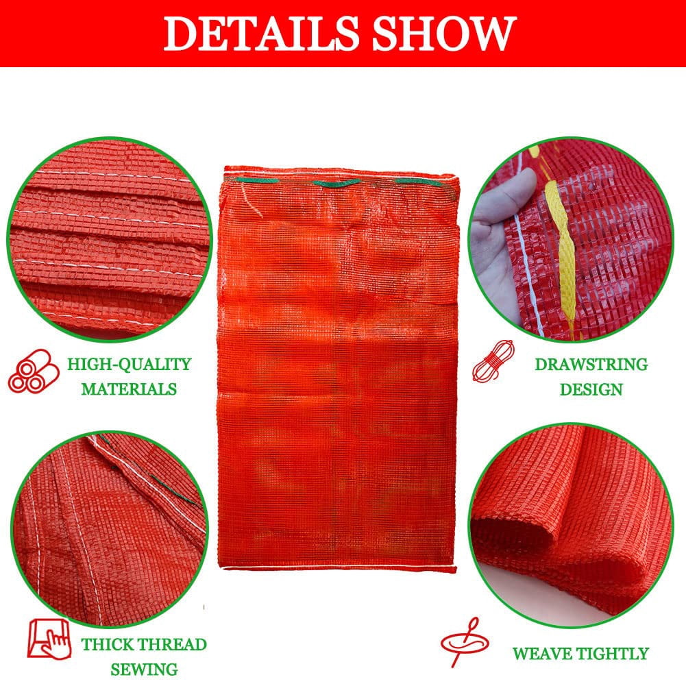 8 Pcs Large Mesh Produce Bags - 60lbs Mesh Vegetable Bags Reusable Washable Mesh Storage Bag Breathable Produce Bags Onion Storage With Drawstring for Potato Onion Citrus Fruits, Red