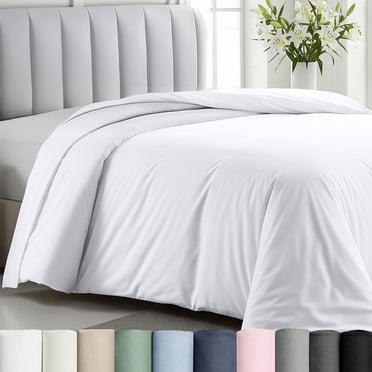 California Design Den White Duvet Cover Queen - 400 Thread Count 100% Cotton, Quality Comforter Cover, Soft Sateen, Bright White