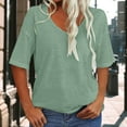 thumbnail image 6 of GEWSEY Womens T Shirts Basic V Neck Tee Loose Fit Casual Short Sleeve Summer Tops (Light Green, XL), 6 of 7
