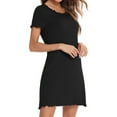 thumbnail image 4 of Hanerdun Women Ruffle Nightgown Homewear Female Crew Neck Sleep Dress Black L, 4 of 5