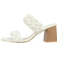 thumbnail image 1 of Soda Shoes Women Block High Heel Sandals Double Braided Band Straps Square Toe BUGGY-S White 9, 1 of 5