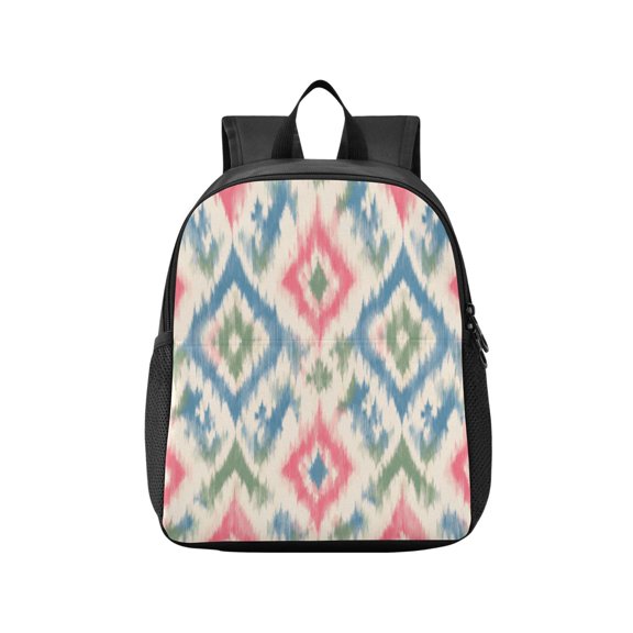 Toddler Backpack Retro Abstract Ikat Pattern Waterproof Lightweight Backpack Casual Mini Daypack for Daycare & Travel