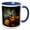 Blue/White, variant on 3drose, Wild Flower with Bumble Bee Helping One Another - Close up Image with Detail for Home Décor, 15oz Mug